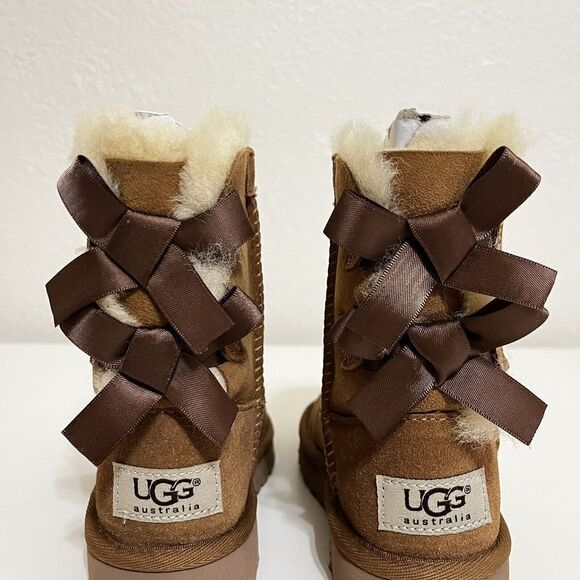 UGG Australia Bailey Bow II Boots Chestnut Toddler Girls Size 8 NEW in BOX - Picture 7 of 14